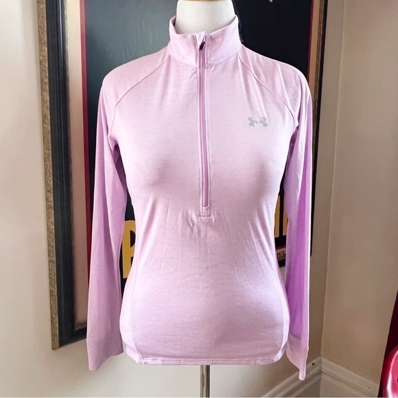 Under Armour Lilac  Half Zip Long Sleeve Heat Gear Long Sleeve Pullover Shirt - Picture 1 of 16